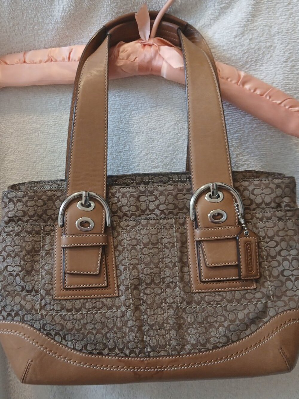 COACH - Y2K Signature Tan Jacquard Satchel